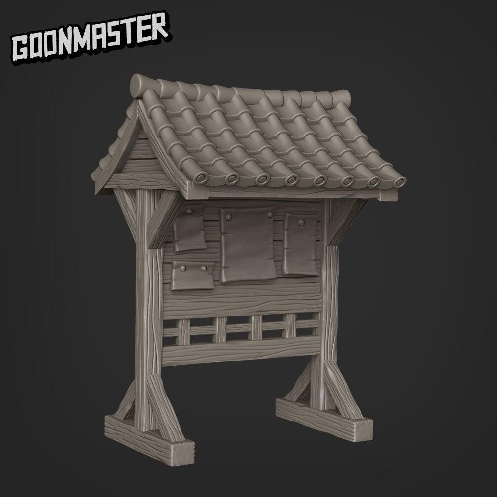 Tiled Sign Board - Goonmaster | Miniature | Wargaming | Roleplaying Games | 32mm | Quest | Townhall | bulletin | Japan