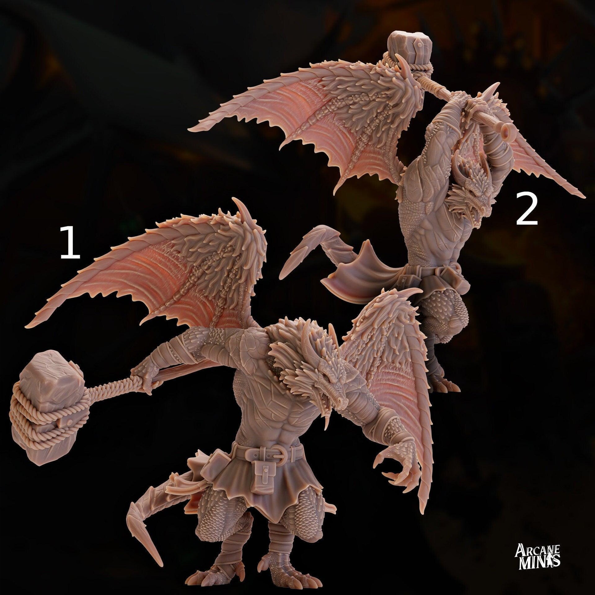 Drekon Bloodseekers - Arcane Minis | 32mm | Giant Dragon Folk | Champion | Fighter