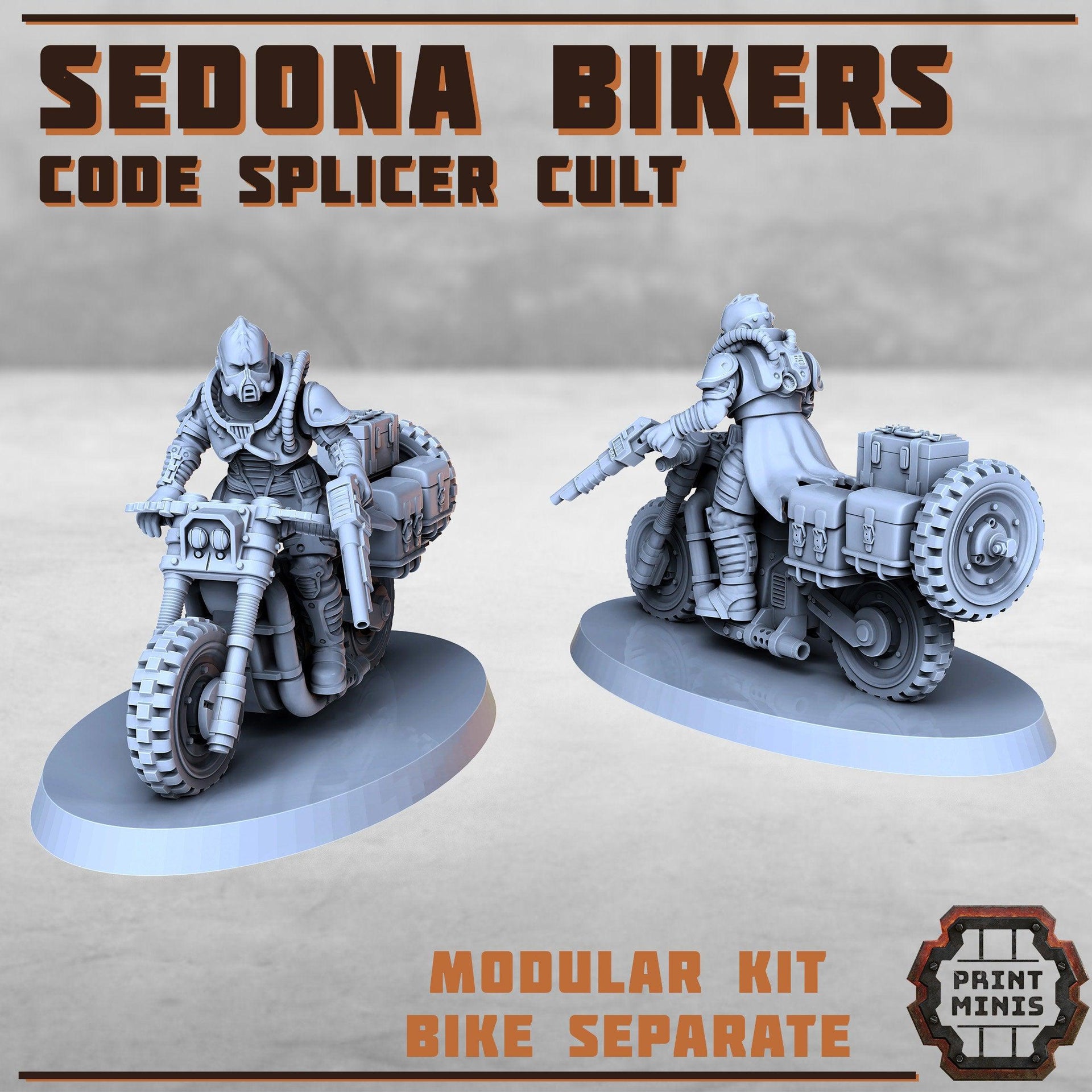 Sedone Bikers, Code Splicer Culte - Print Minis | Sci Fi | Light Infantry | 28mm Heroic | Wasteland | Apocalypse | Cultist | Alien Hybrid