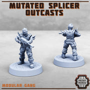 Mutated Splicer Outcasts, Modular Code Splicer Gang Members - Print Minis | 28mm and 32mm | Wargaming | DnD | Tabletop Roleplaying