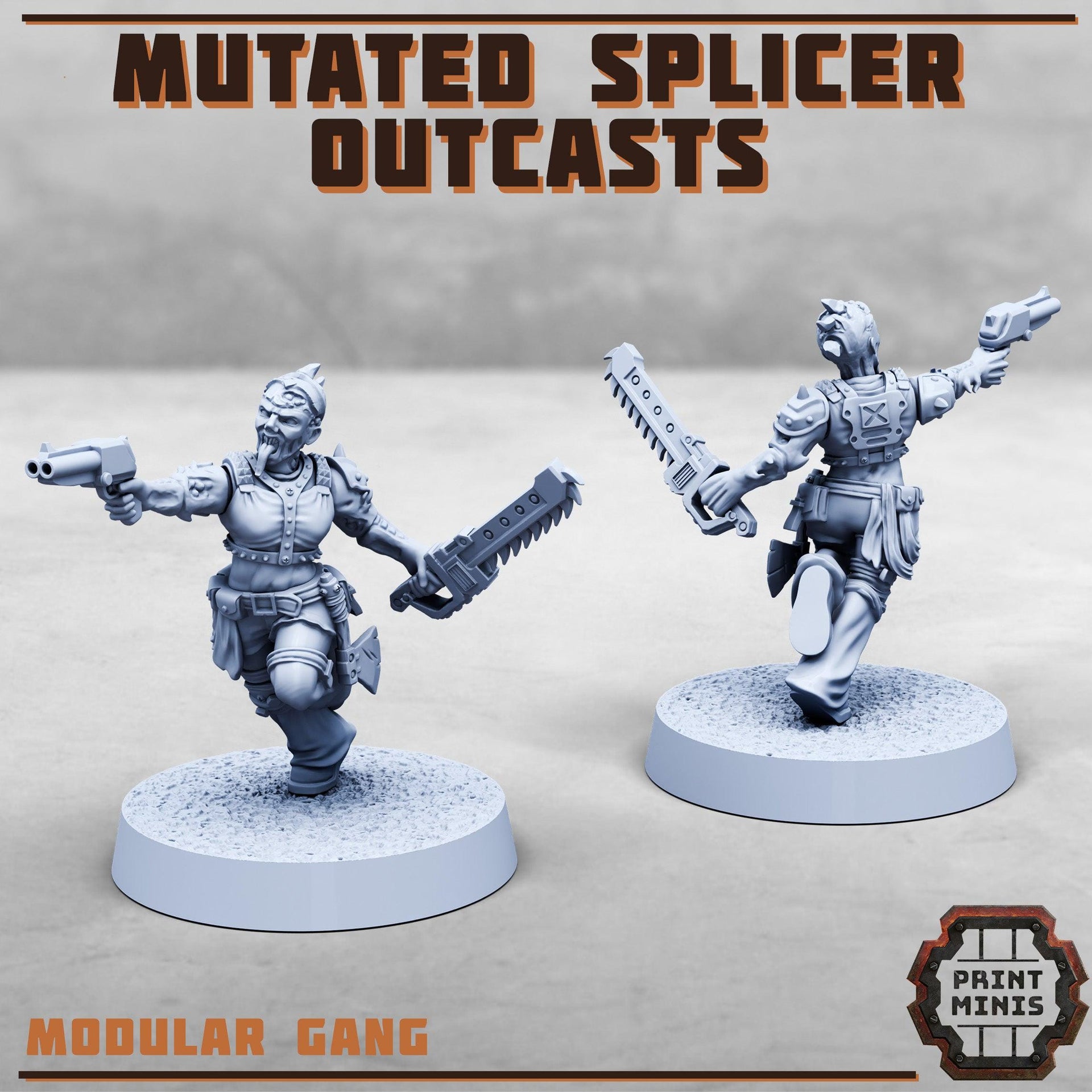 Mutated Splicer Outcasts, Modular Code Splicer Gang Members - Print Minis | 28mm and 32mm | Wargaming | DnD | Tabletop Roleplaying