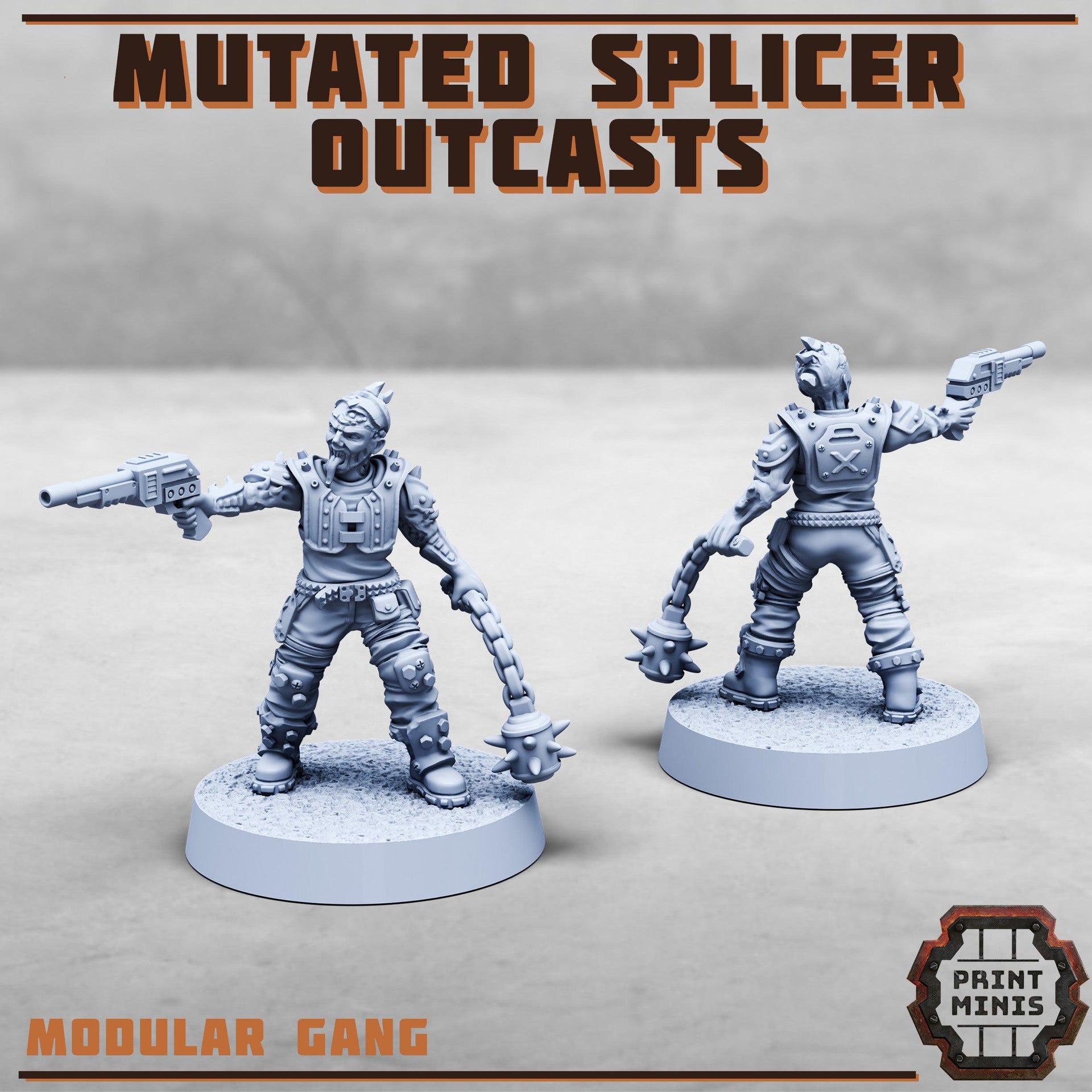 Mutated Splicer Outcasts, Modular Code Splicer Gang Members - Print Minis | 28mm and 32mm | Wargaming | DnD | Tabletop Roleplaying
