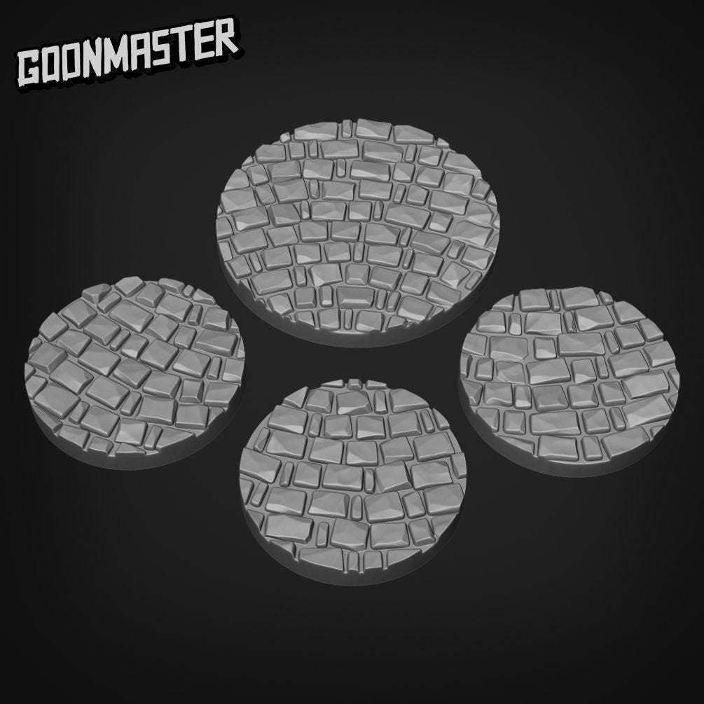 25mm and 35mm Brick Bases - Goonmaster | Miniature | Might Meerkats | Wargaming | Roleplaying Games | 32mm | Cobblestone
