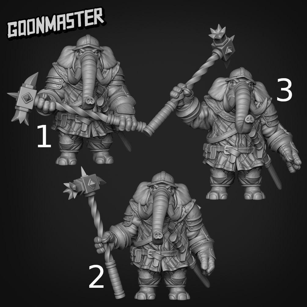 Elephant Hammer Warrior - Goonmaster | Miniature | Wargaming | Roleplaying Games | 32mm | Soldier | Mercenary | Fighter
