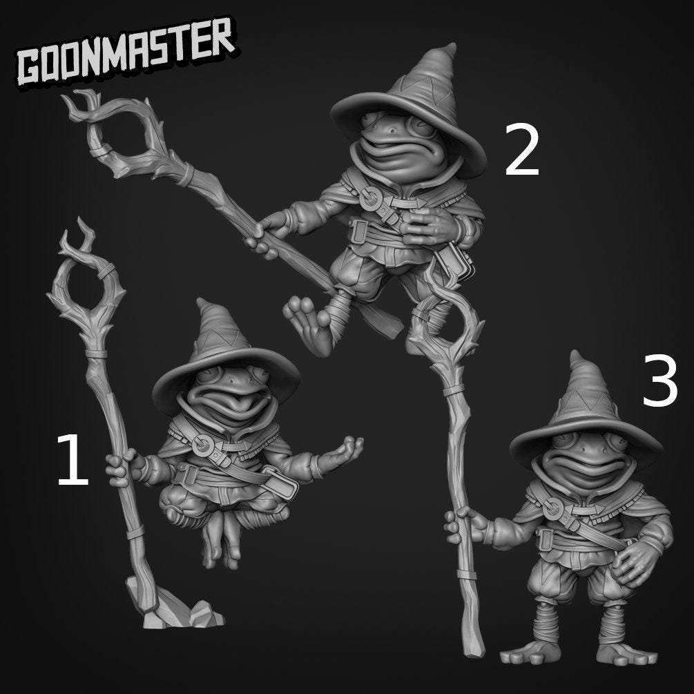 Frog Wizard - Goonmaster | Miniature | Wargaming | Roleplaying Games | 32mm | bullywug | Sorcerer | Mage