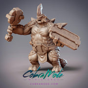 Dinovian Mercenaries, Dinosaur Folk Ankylosaurus - CobraMode | Miniature | Wargaming | Roleplaying Games | 32mm | 54mm