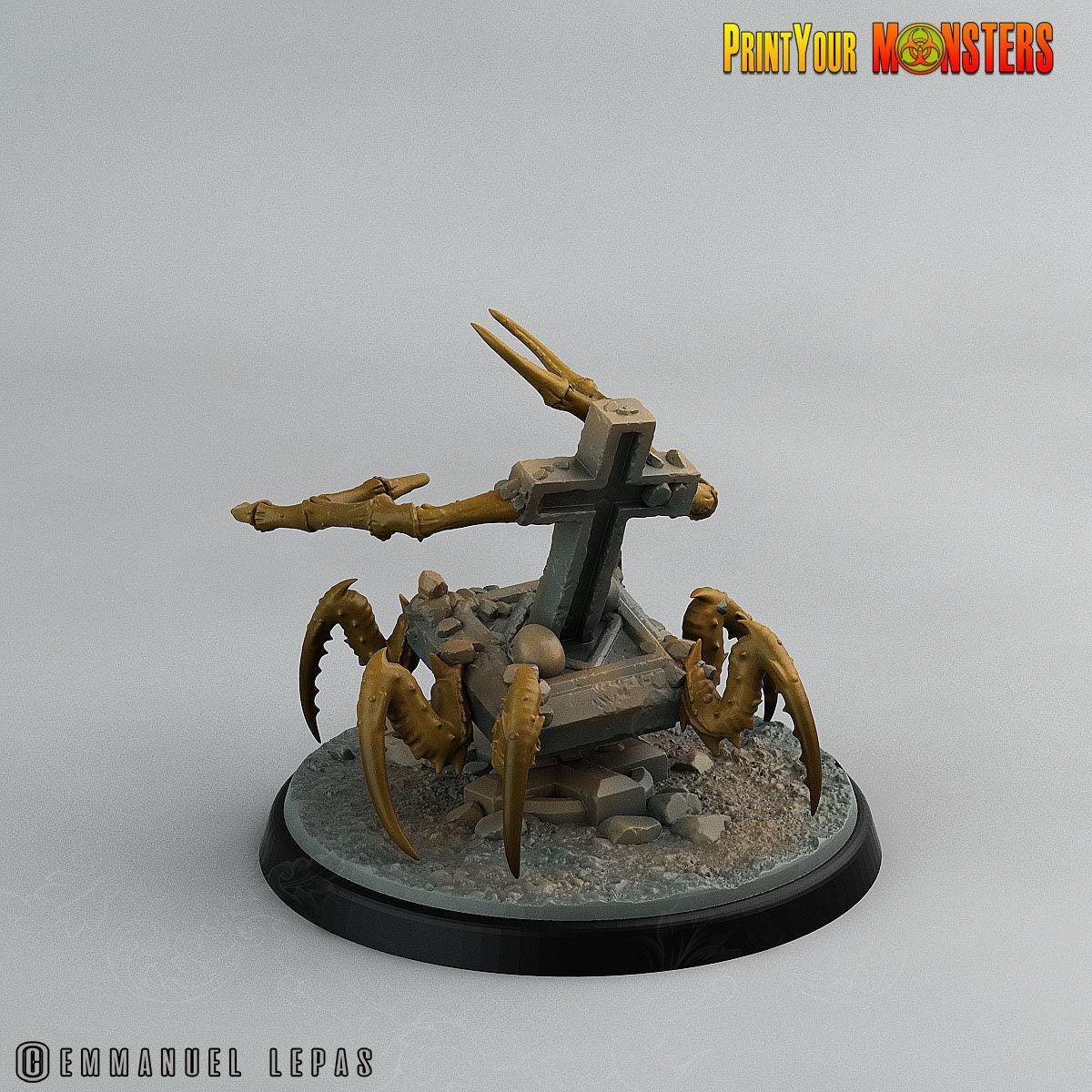 Graveyard Spider - Print Your Monsters | 32mm | Elemental | Undead | Horror | Trap | Tombstone | Mimic