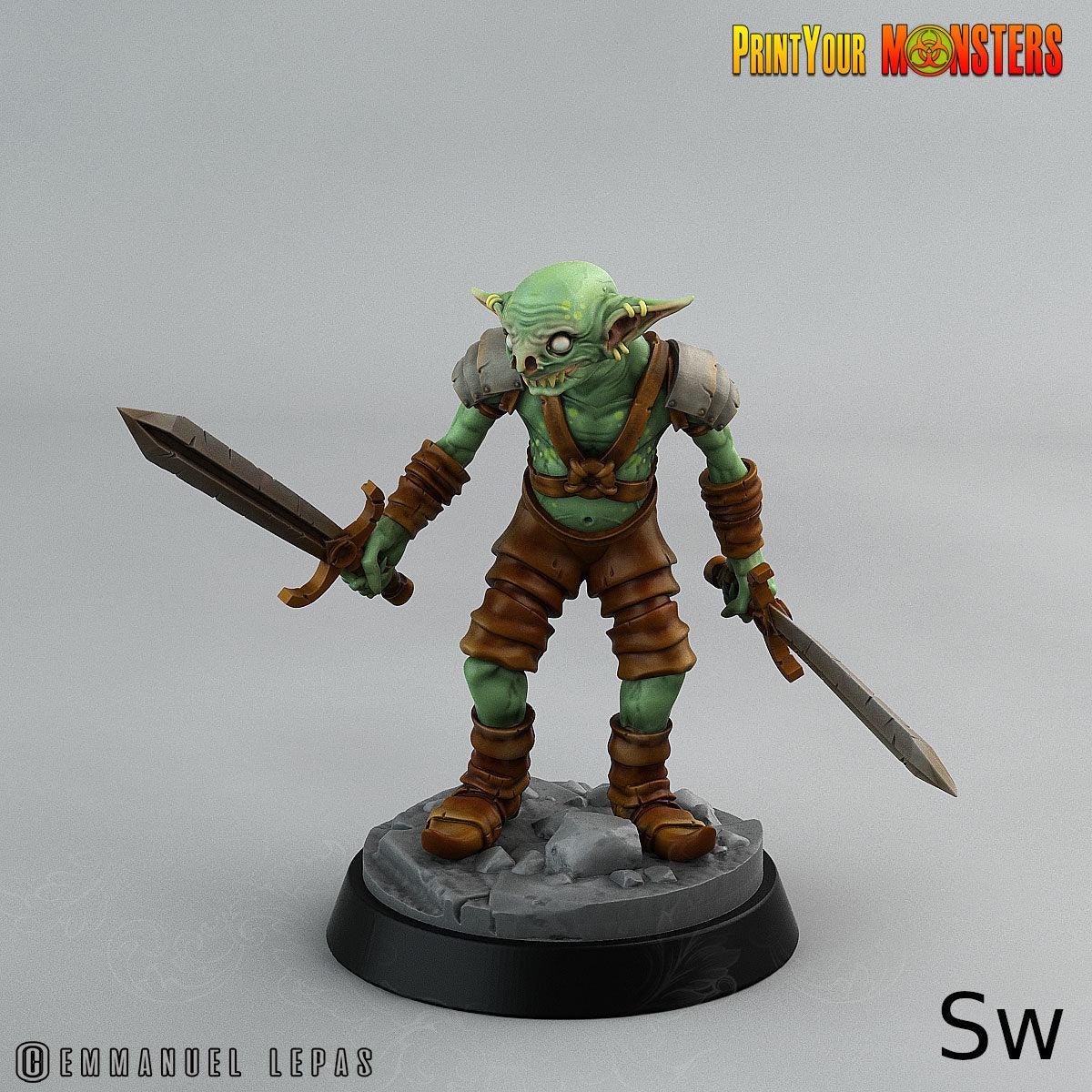 Goblins, Print Your Monsters | 32mm | Elemental | Underground | Army | Soldiers | Mercenaries