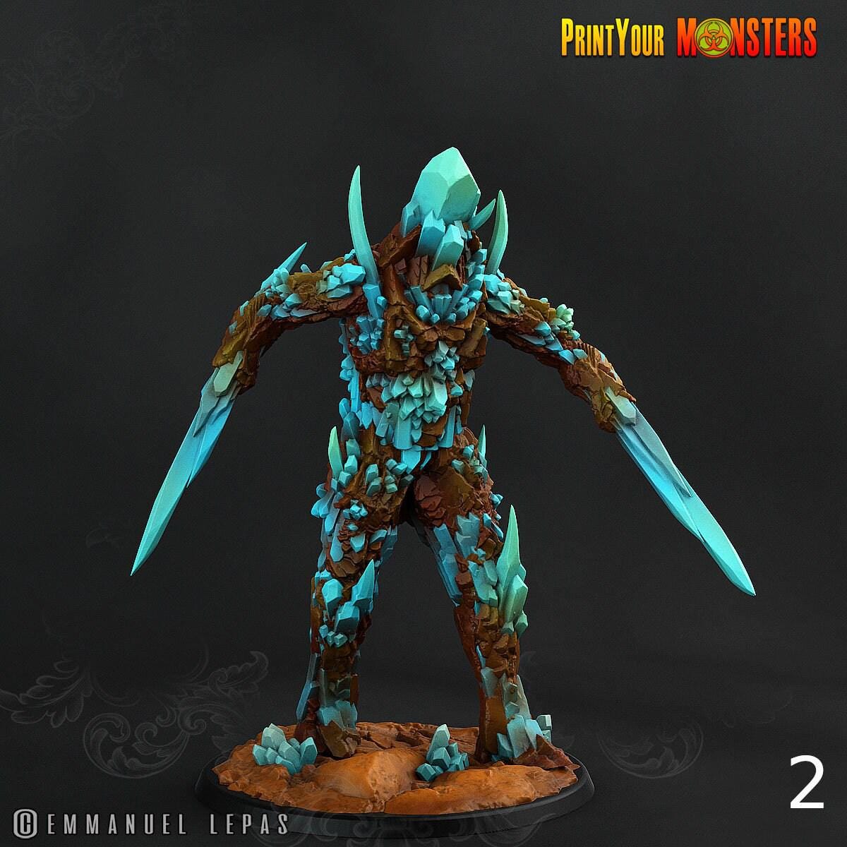 Giant Saphire Guardian, Print Your Monsters | 32mm | Elemental | Crystal | Gem | Golem