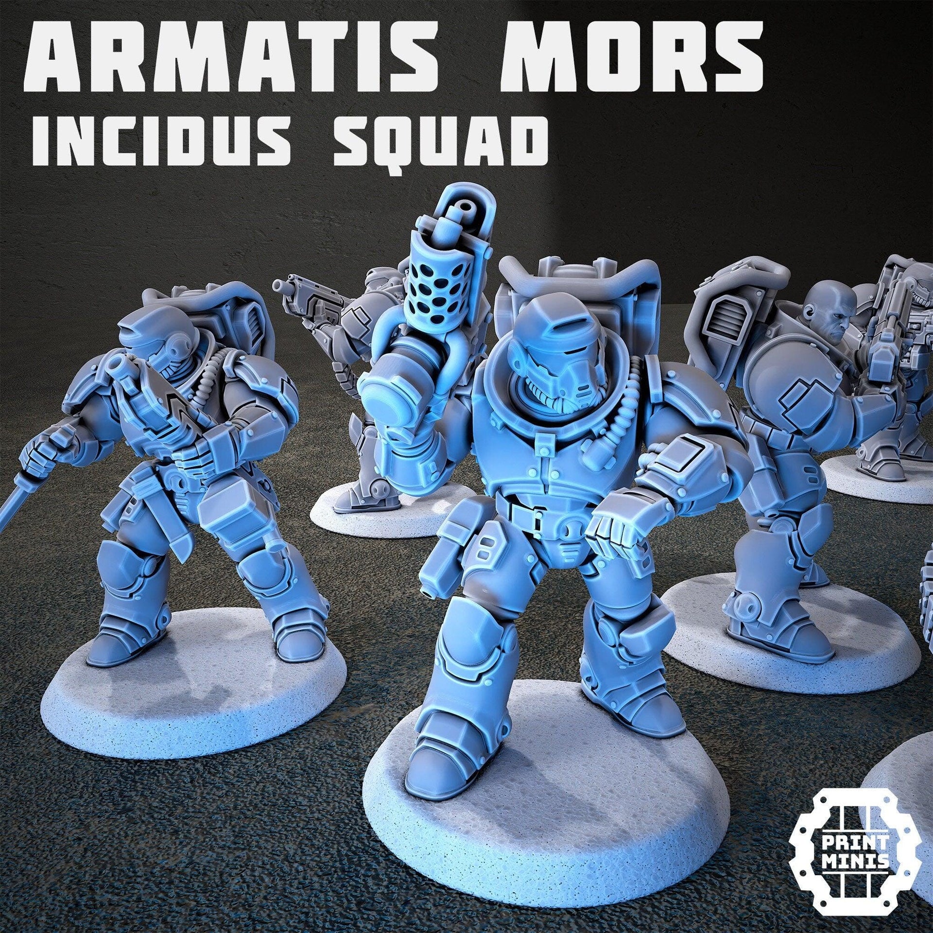 Armartis Mors, Incidus Squad - Print Minis | Sci Fi | Heavy Infantry | 28mm Heroic | Soldier | Battle Brothers | Marine