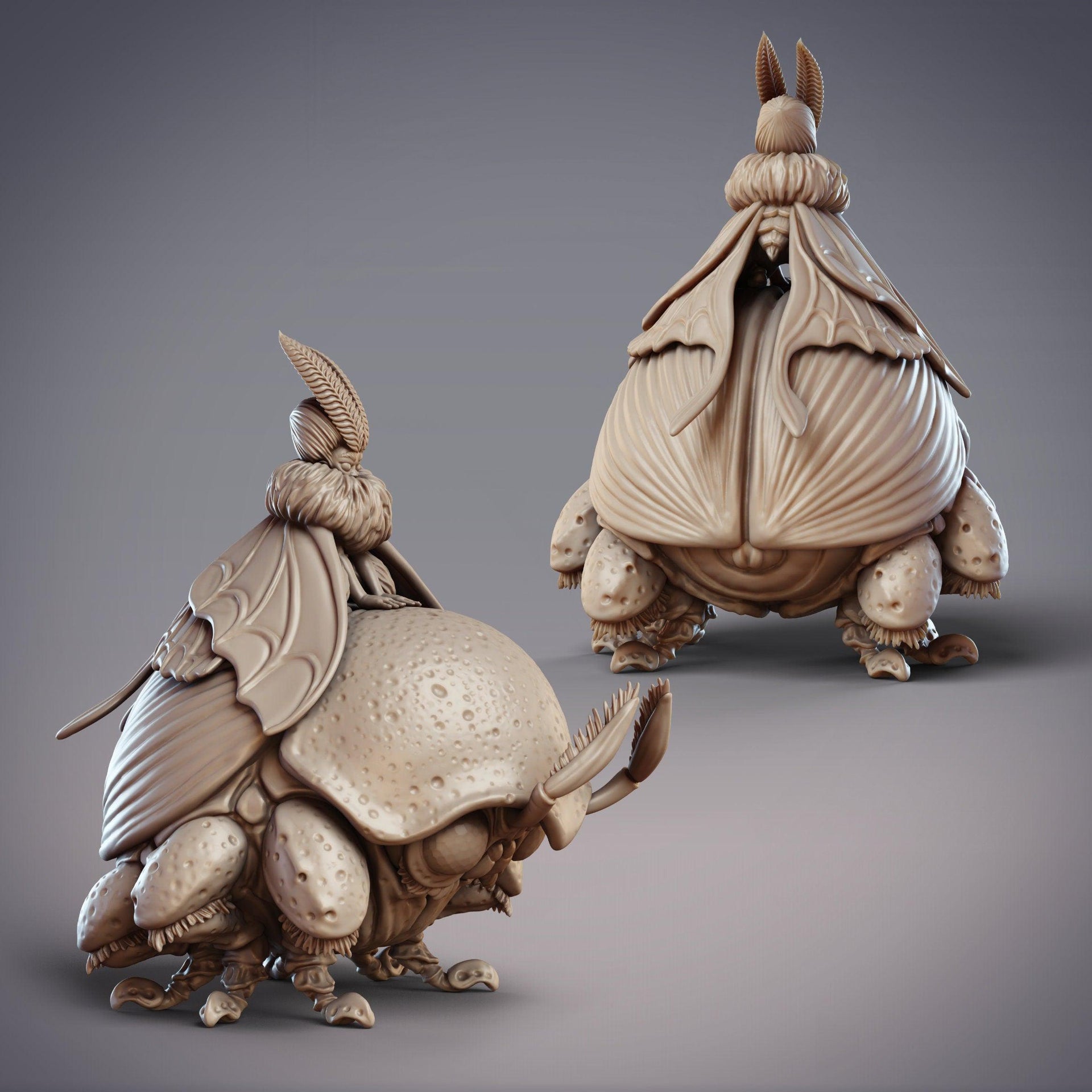 Fidelium Child Mimas and Beetle, Young Mothfolk - CobraMode | Miniature | Wargaming | Roleplaying Games | 32mm | 54mm