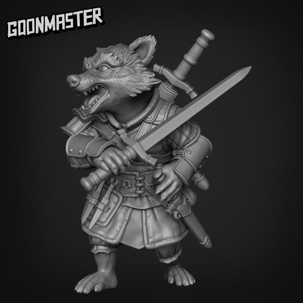 Racoon Rogue - Goonmaster | Rogueish Racoons Miniature | Wargaming | Roleplaying Games | 32mm | Fighter | Bandit | Mercenary