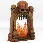 Dungeon Entrance Portal With Its Burning Effect - Print Your Monsters, Fantastic Portals | 32mm | portcullis | Skull