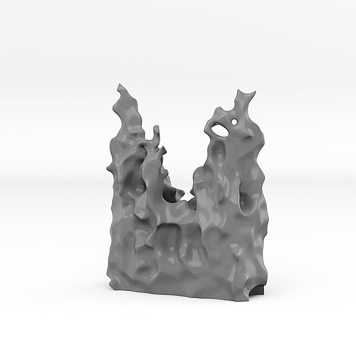 Dungeon Entrance Portal With Its Burning Effect - Print Your Monsters, Fantastic Portals | 32mm | portcullis | Skull