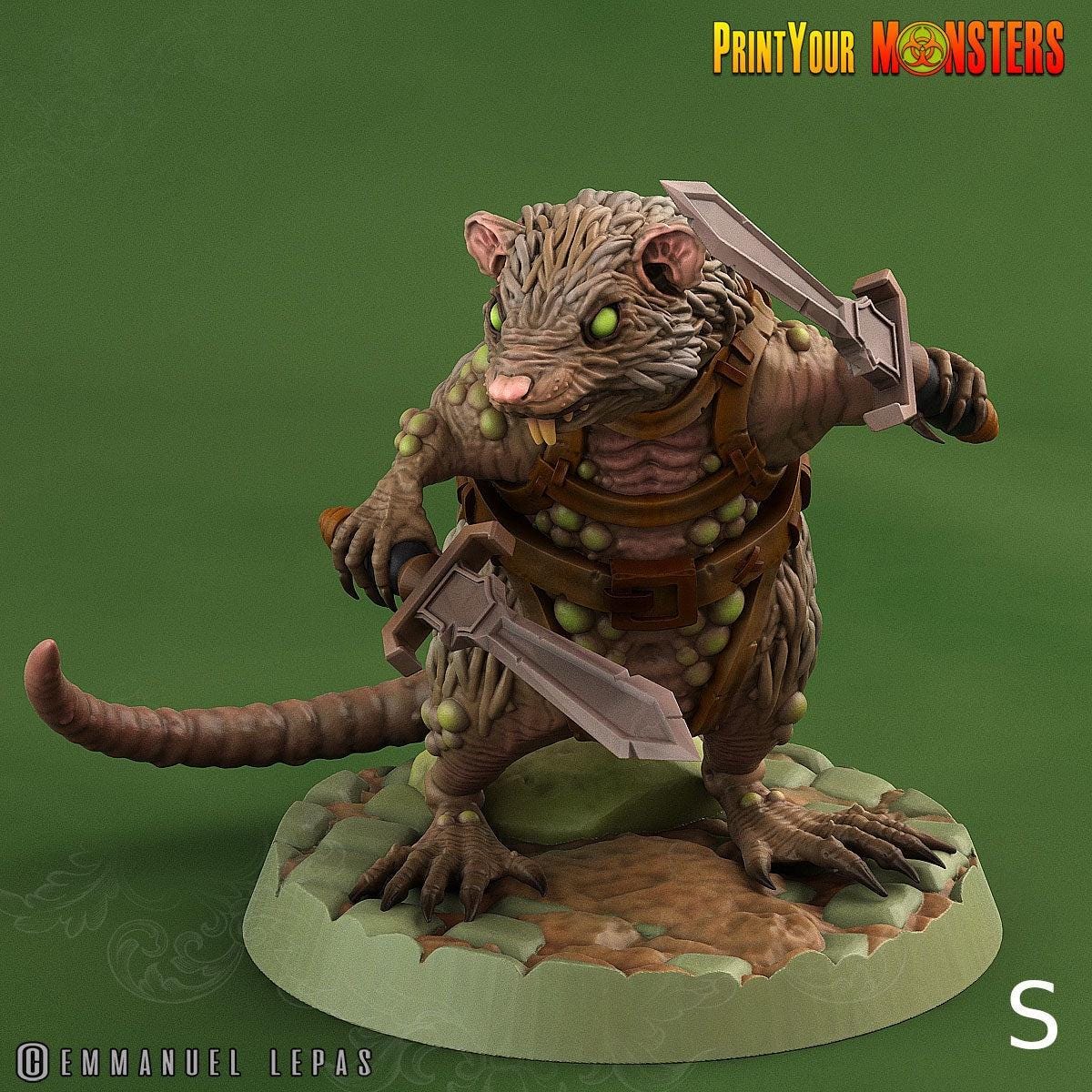 Toxic Rat Soldiers - Print Your Monsters | Toxic | Rat Dominion| 32mm | Axe | Sword | Poison | Vermin | Ratfolk | Ratmen