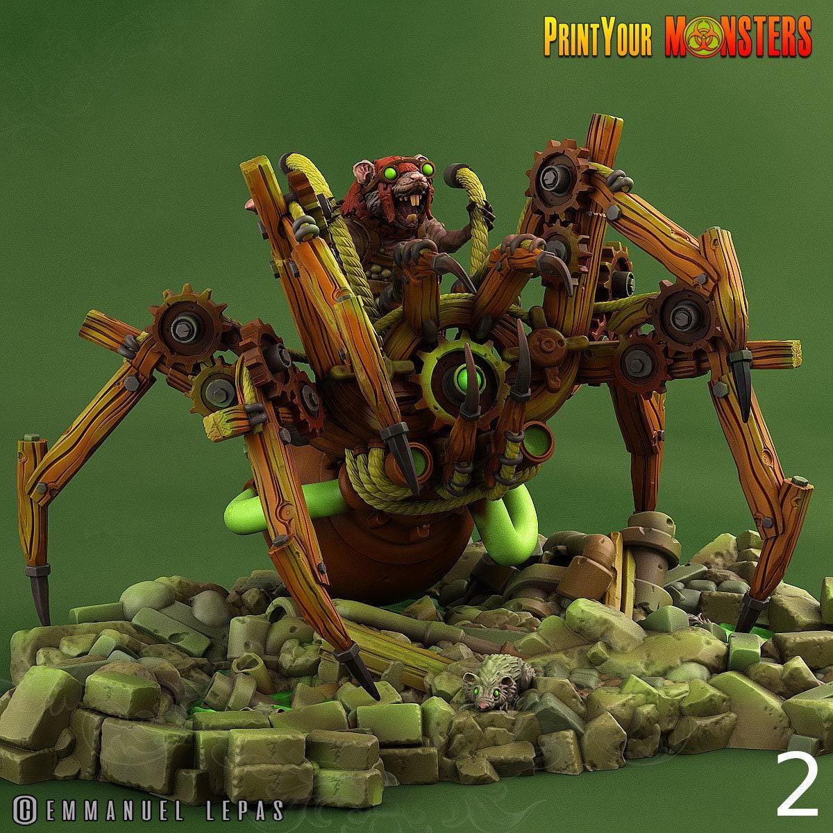 Giant Mechanic Spiders, Rat Engineer - Print Your Monsters | Toxic | Rat Dominion| 32mm | Spider | Robot | Mech | Experiment