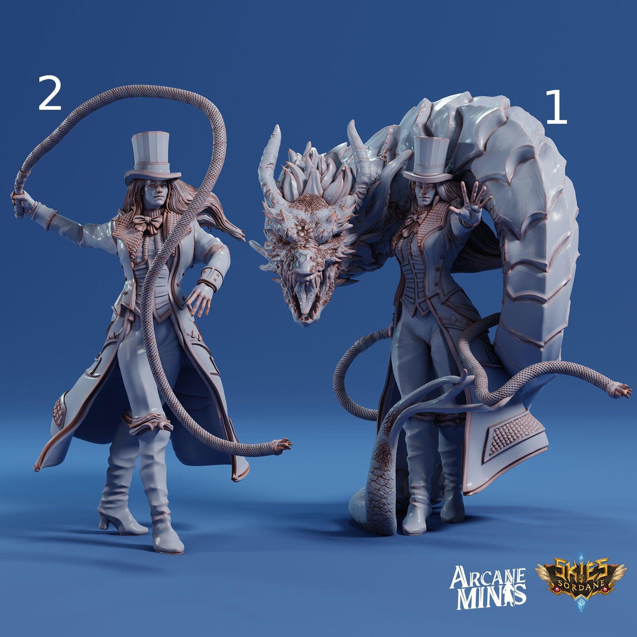 Human Bard Female, Ring Master - Arcane Minis | 32mm | Cirque du Sordane | Performer | Circus | Magician | Summoner | Whip | Tophat