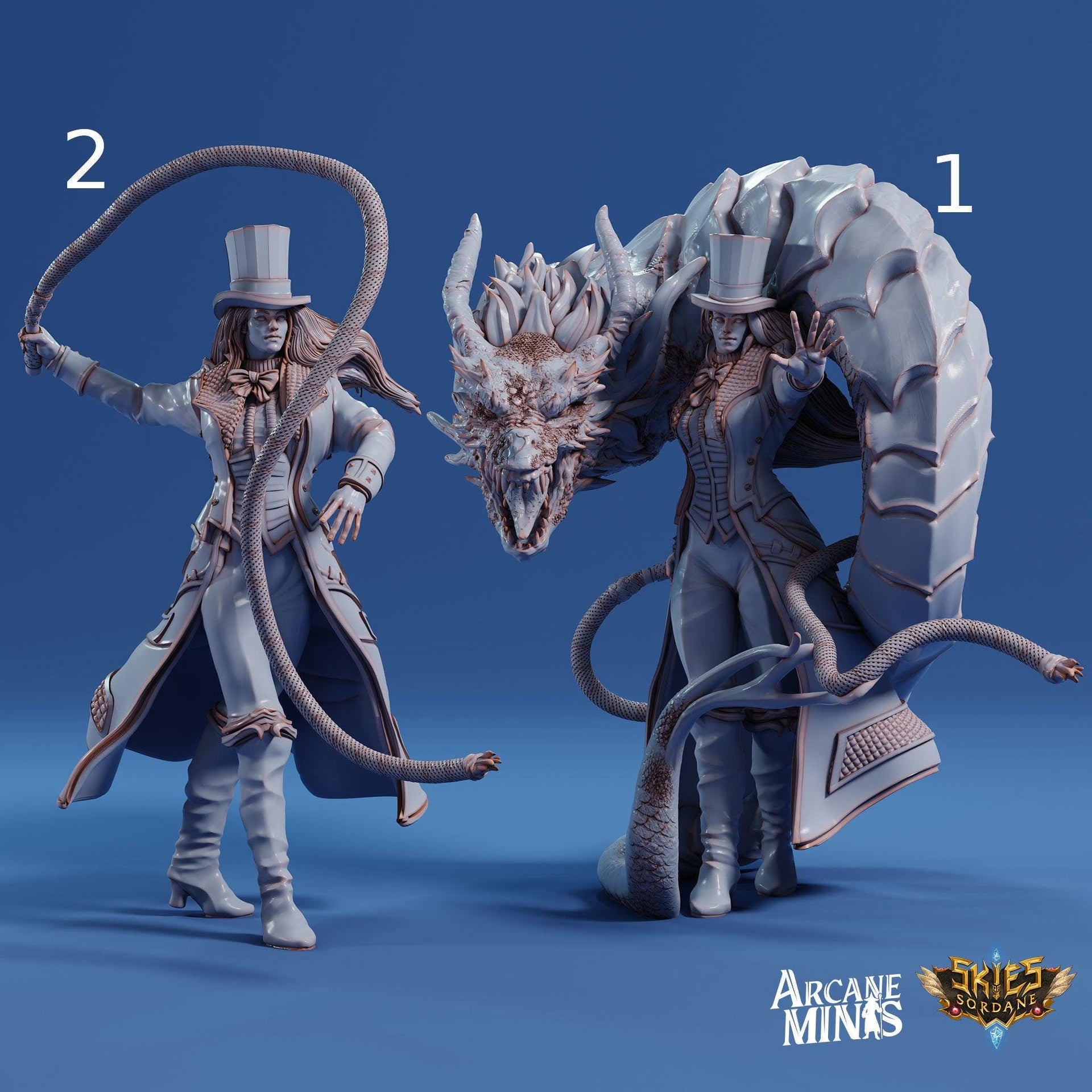 Human Bard Female, Ring Master - Arcane Minis | 32mm | Cirque du Sordane | Performer | Circus | Magician | Summoner | Whip | Tophat