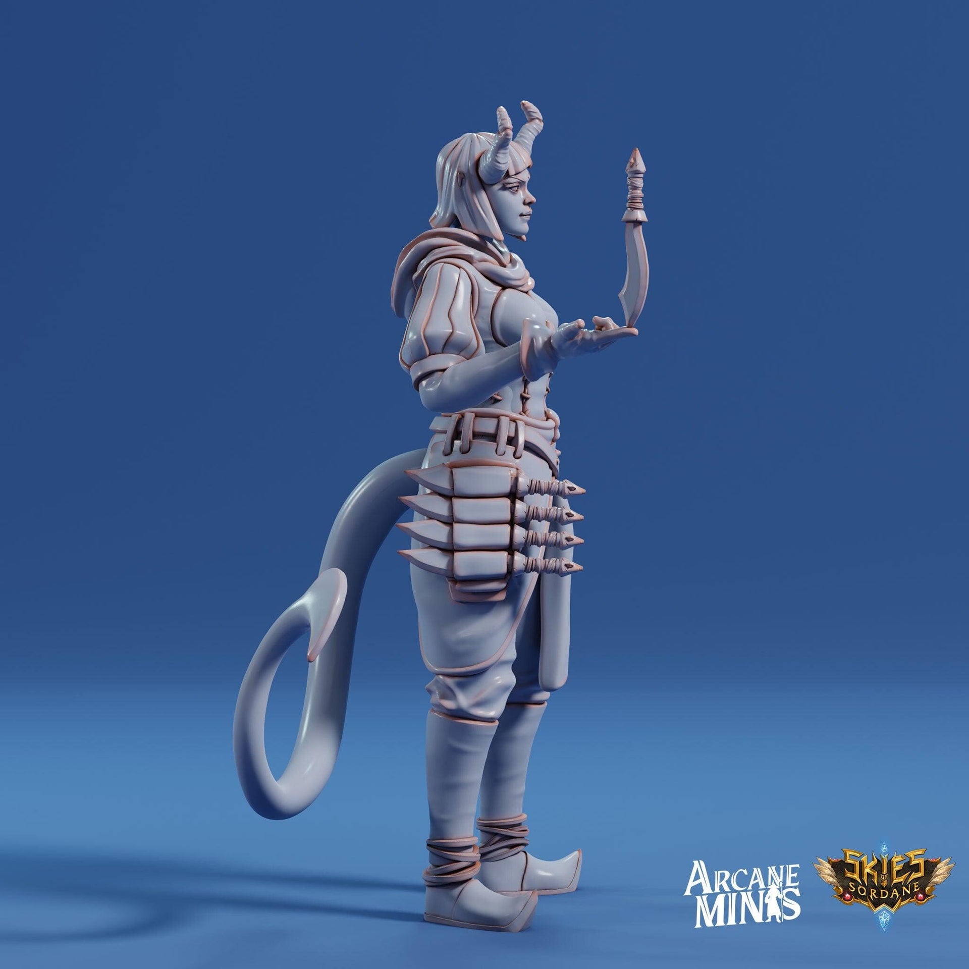 Tiefling Knife Jugglerr - Arcane Minis | 32mm | Cirque du Sordane | Performer | Circus | Rogue | Assassin