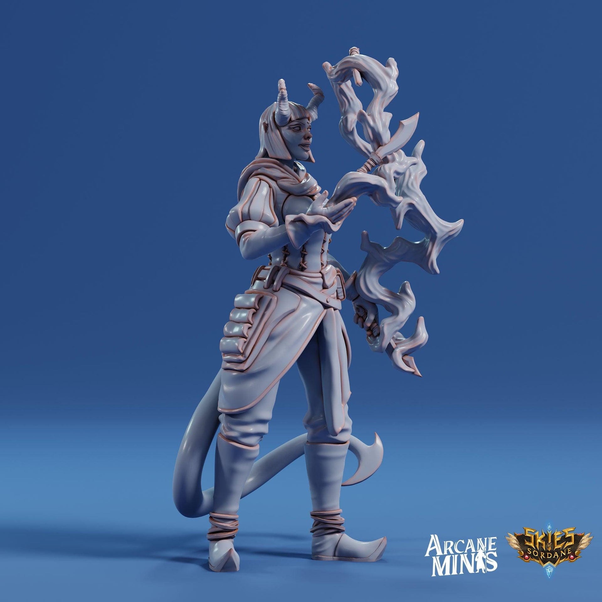 Tiefling Knife Jugglerr - Arcane Minis | 32mm | Cirque du Sordane | Performer | Circus | Rogue | Assassin