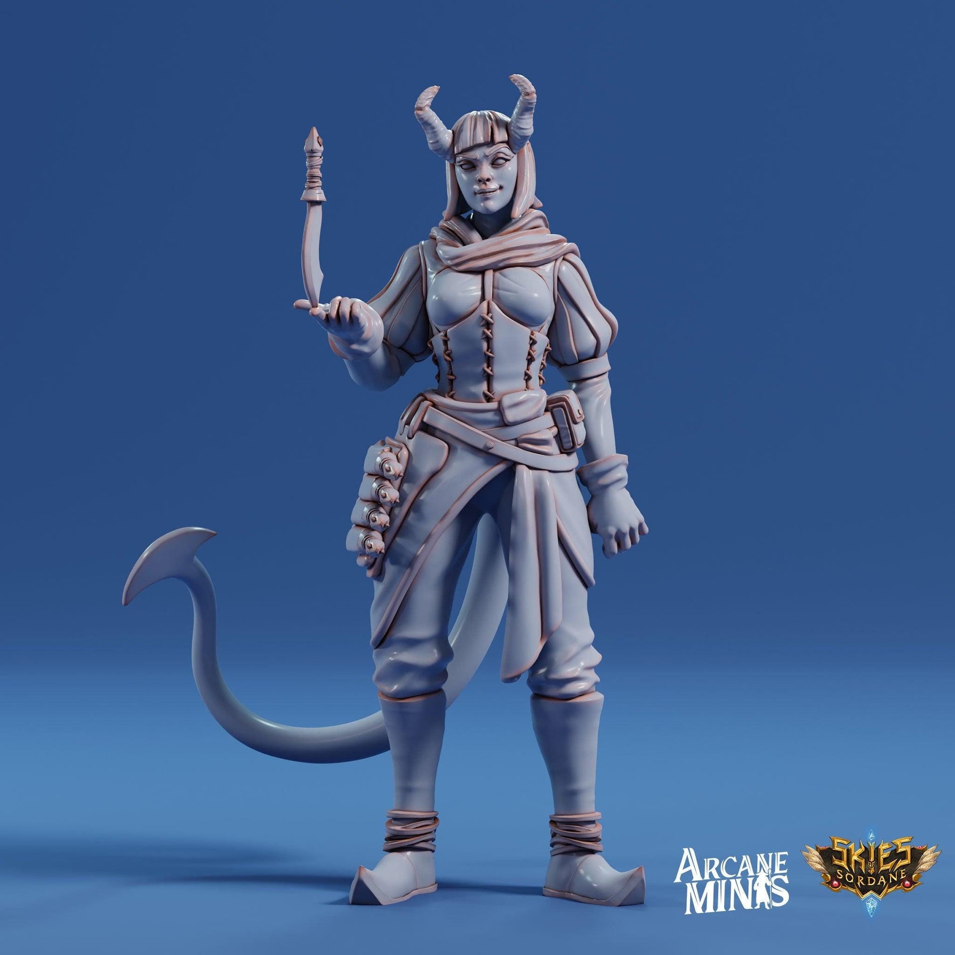 Tiefling Knife Jugglerr - Arcane Minis | 32mm | Cirque du Sordane | Performer | Circus | Rogue | Assassin