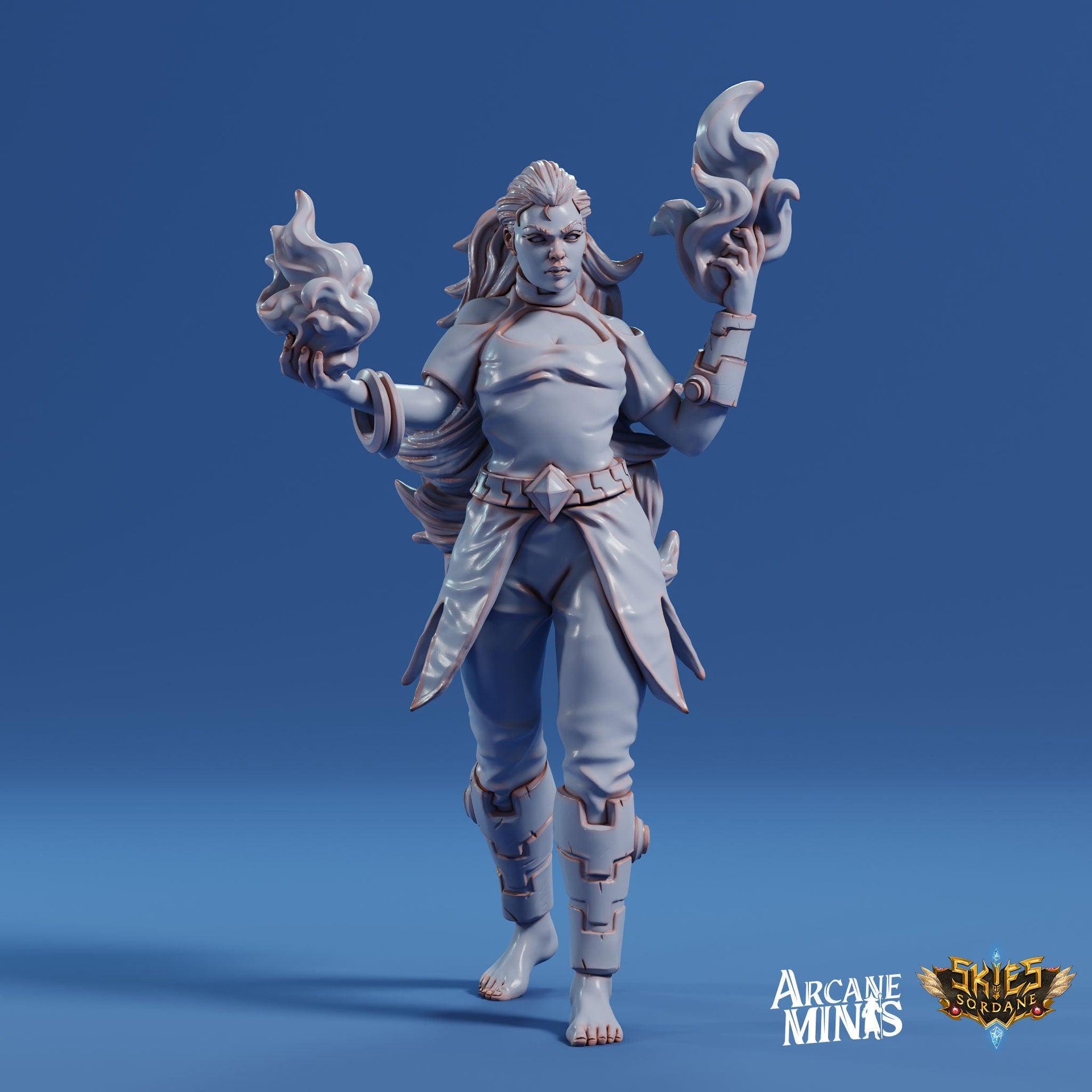 Fire Elemdar Firebreather - Arcane Minis | 32mm | Cirque du Sordane | Performer | Sorcerer | Mage | Elementalist