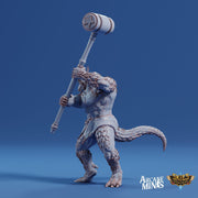 Dragonborn Strongman - Arcane Minis | 32mm | Cirque du Sordane | Lizardman | Dragon | Hammer | Barbarian