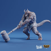 Dragonborn Strongman - Arcane Minis | 32mm | Cirque du Sordane | Lizardman | Dragon | Hammer | Barbarian