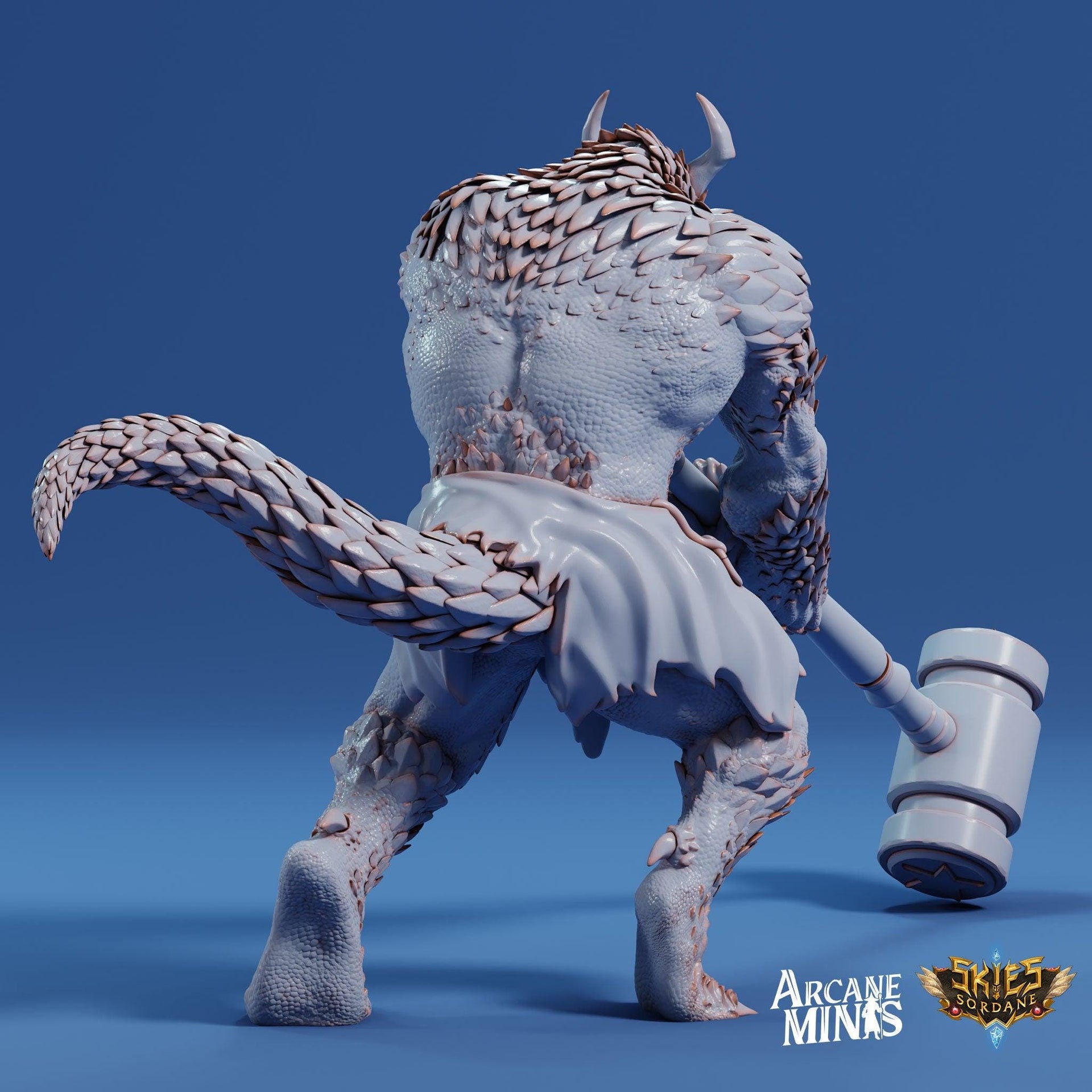 Dragonborn Strongman - Arcane Minis | 32mm | Cirque du Sordane | Lizardman | Dragon | Hammer | Barbarian