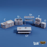 Junkers Plight Scatter Terrain 2 - Arcane Minis | 32mm | Kitchen | Sink | Oven | Table | Galley