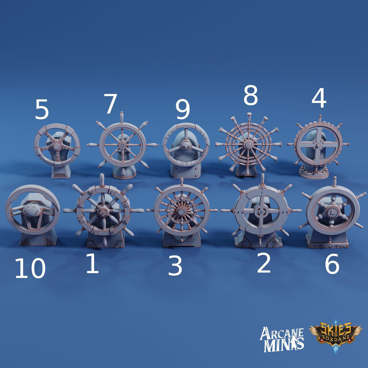 Airship Helms - Arcane Minis | 32mm | Junkers Plight | Steering Wheel | Ship | Captain | Pirate | Sailing