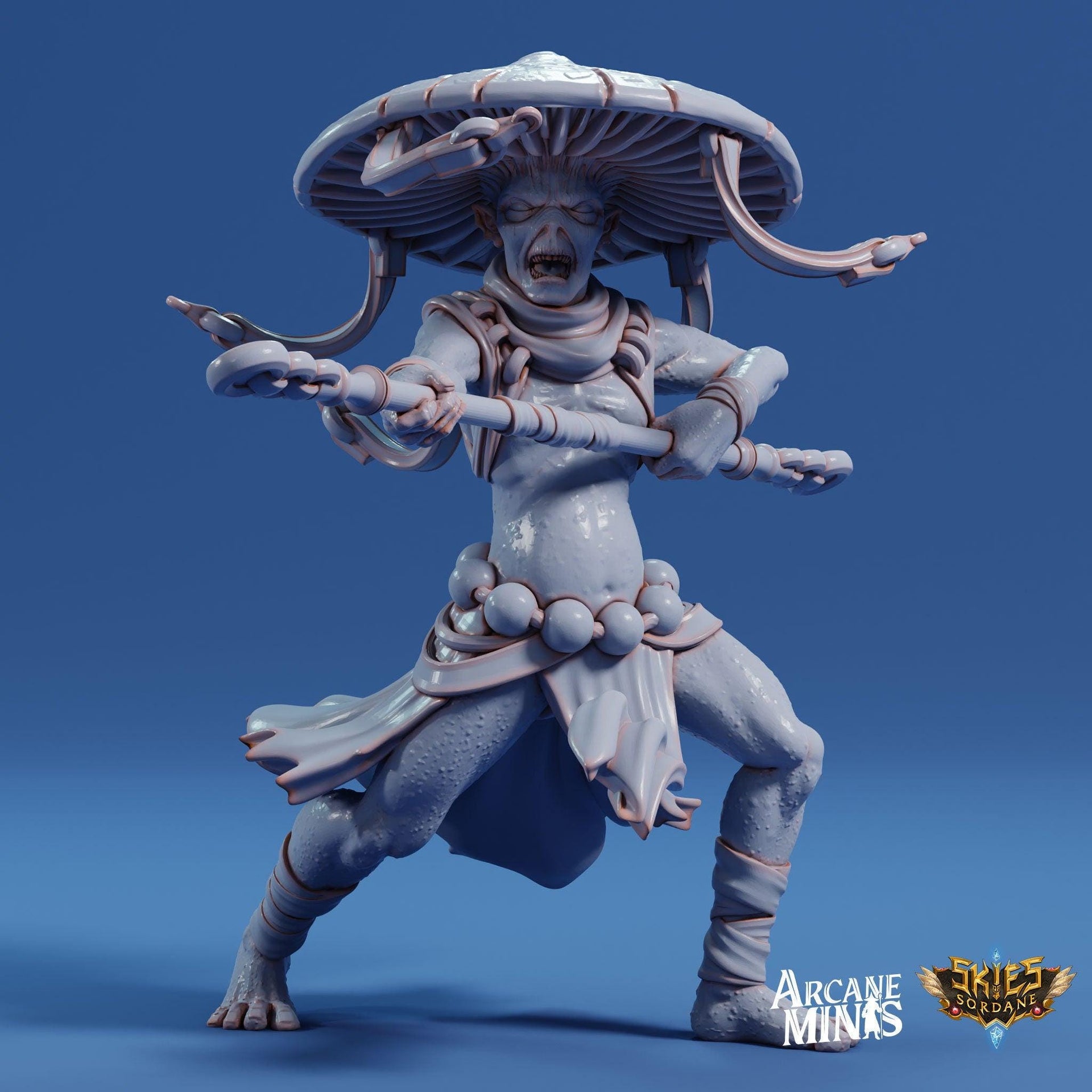 Fungarii Monk- Arcane Minis | 32mm | Junkers Plight | Alien | Mushroom | Fungus | Mold | Warrior