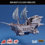 Kraken Class Frigate - Arcane Minis | 32mm | Destroyer | Airship | Sails | Pirate Ship