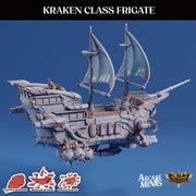 Kraken Class Frigate - Arcane Minis | 32mm | Destroyer | Airship | Sails | Pirate Ship
