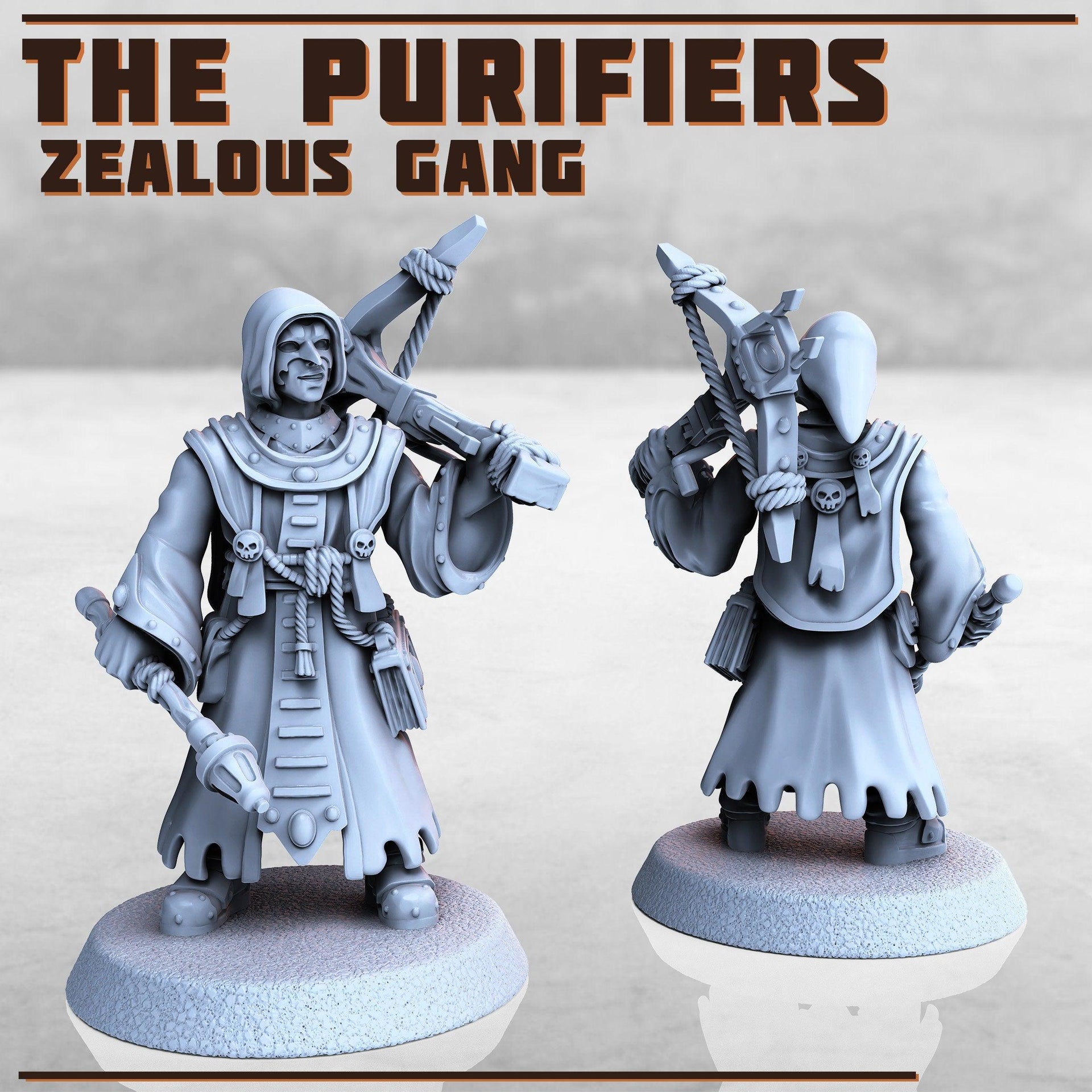 Purifiers Gang, Scifi Cultists - Print Minis | Sci Fi | Light Infantry | 28mm Heroic | Wastland | Apocalypse | Imperial | Rogue