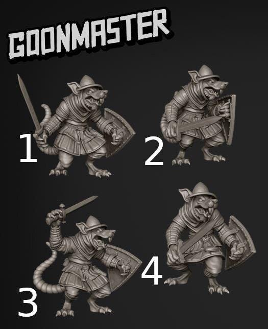 Rat Soldier - Goonmaster | Miniature | Mighty Meerkat  | Wargaming | Roleplaying Games | 32mm | Soldier | Mercenary | Warband