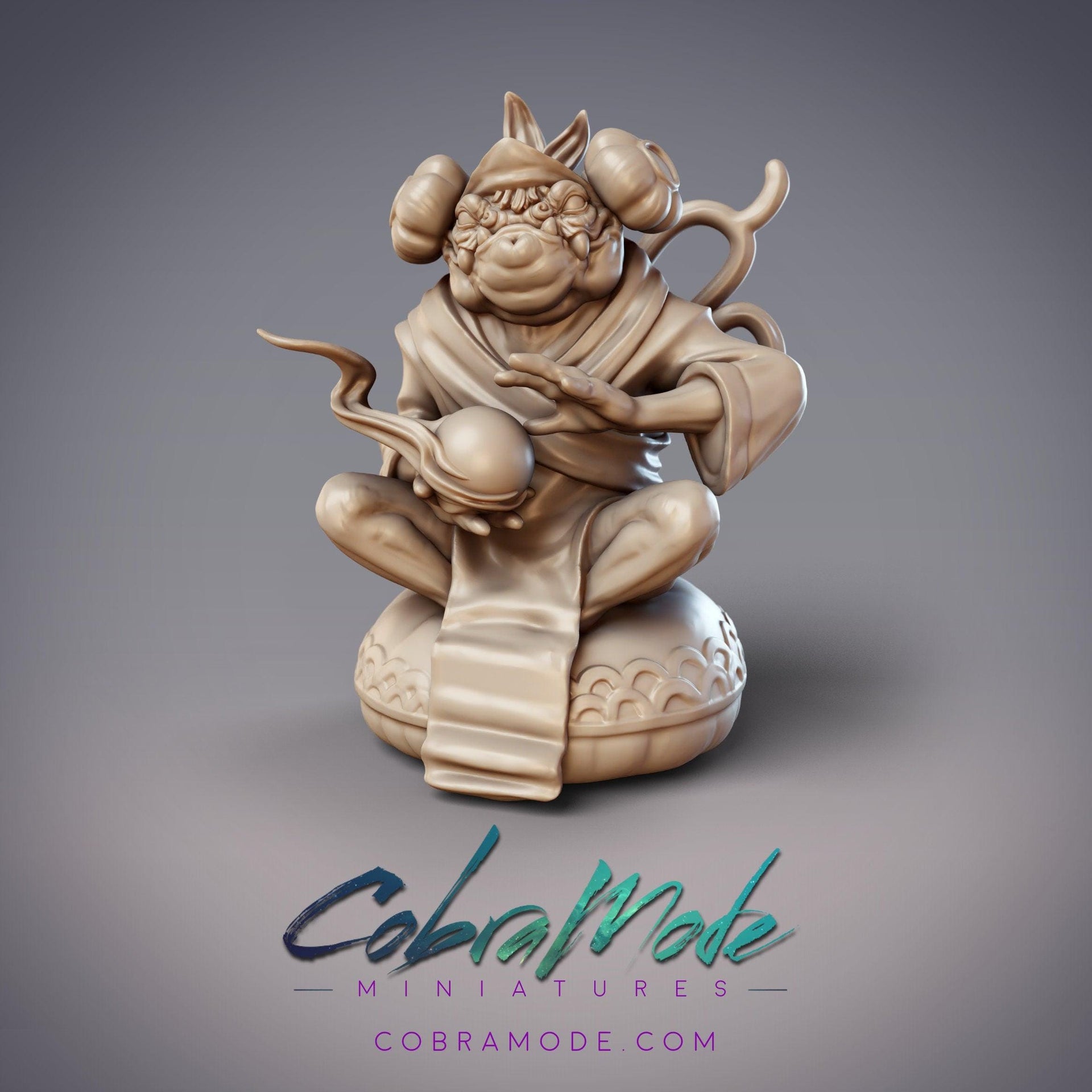 Hikiga Spirit Binder Ginchiyo, Toad Priest - CobraMode | Miniature | Wargaming | Roleplaying Games | 32mm | 54mm | Shaman | Frog | Giant