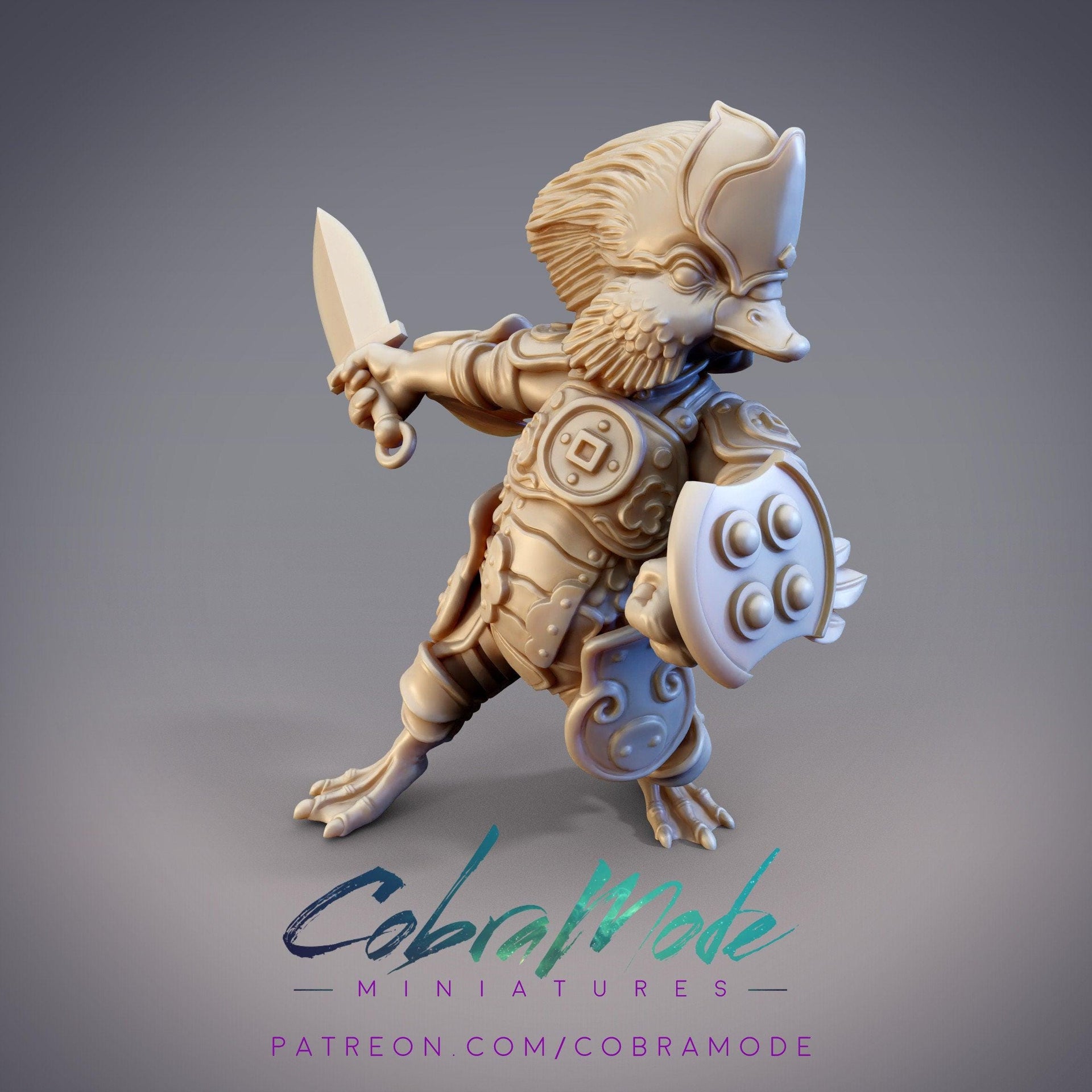 YuanYang Guard Silver Rush, Mandarin Duck Knight - CobraMode | Miniature | Wargaming | Roleplaying Games | 32mm | 54mm