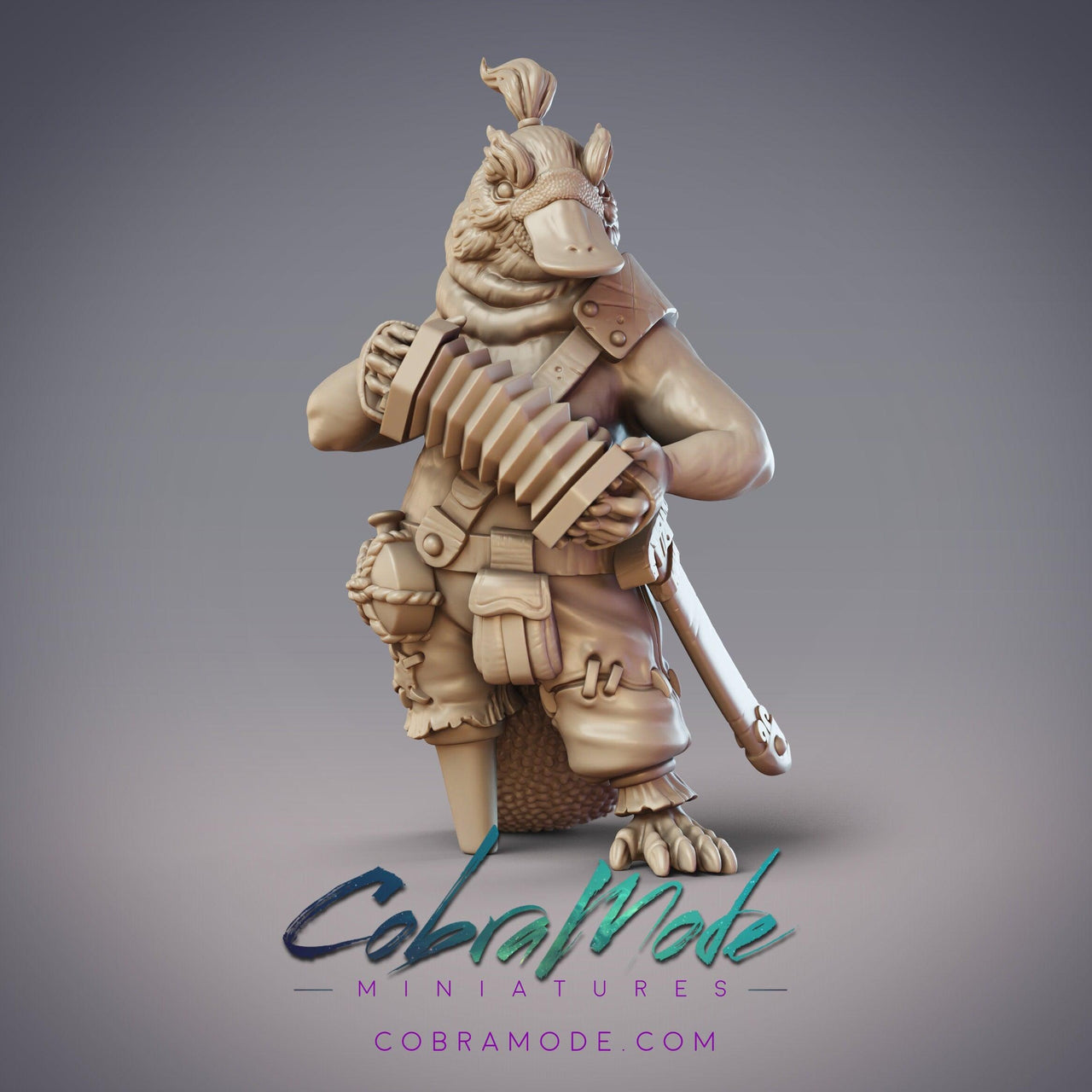Boondaburra Pirate Ragas, Platypus Bard - CobraMode | Miniature | Wargaming | Roleplaying Games | 32mm | 54mm | Accordian
