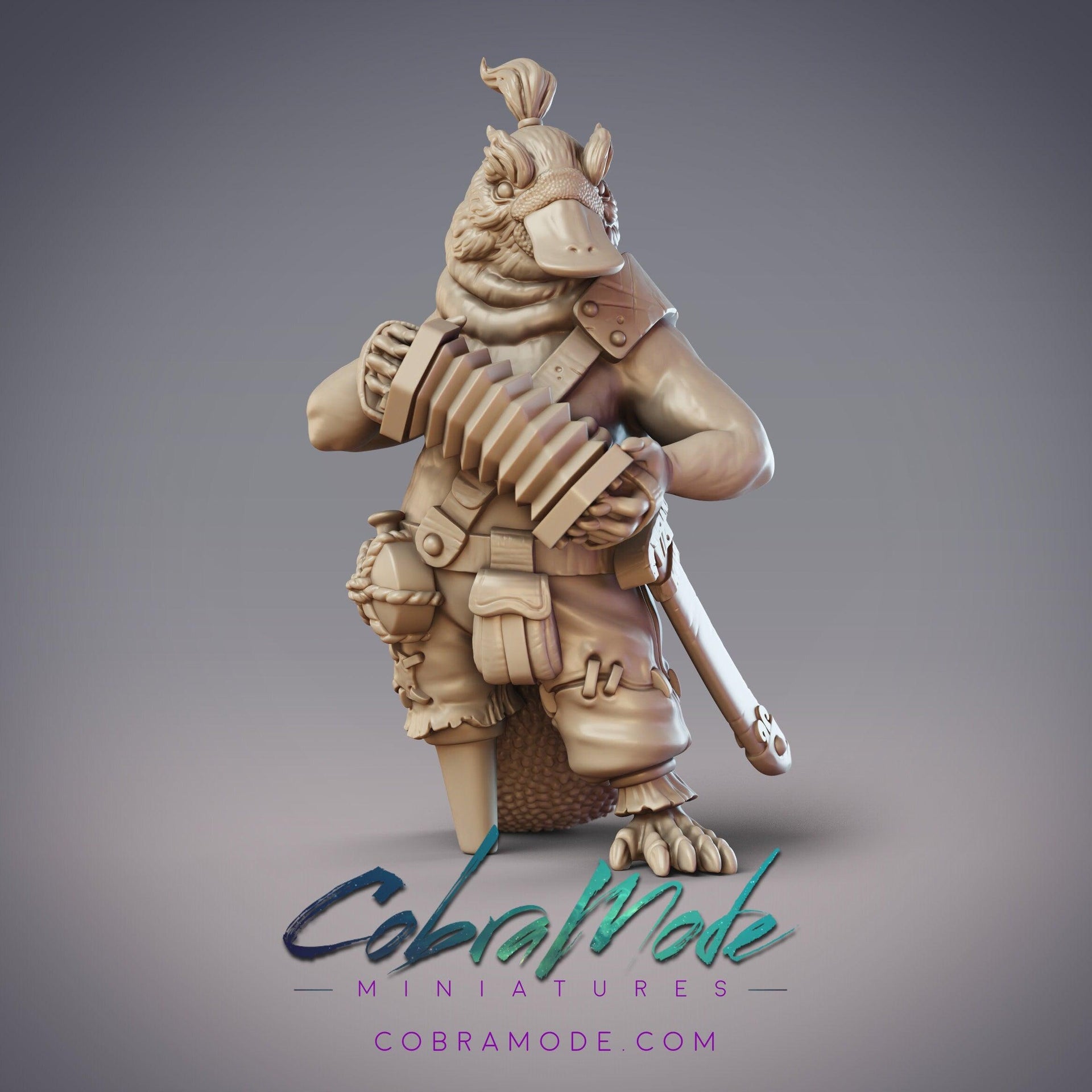 Boondaburra Pirate Ragas, Platypus Bard - CobraMode | Miniature | Wargaming | Roleplaying Games | 32mm | 54mm | Accordian