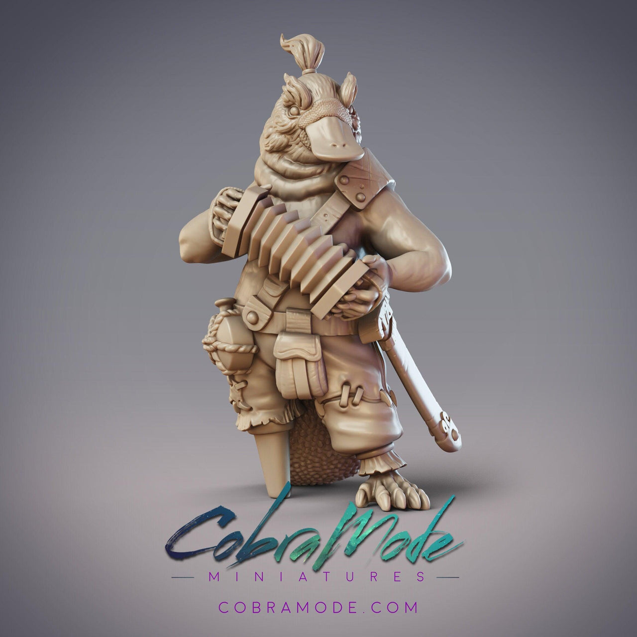 Boondaburra Pirate Ragas, Platypus Bard - CobraMode | Miniature | Wargaming | Roleplaying Games | 32mm | 54mm | Accordian