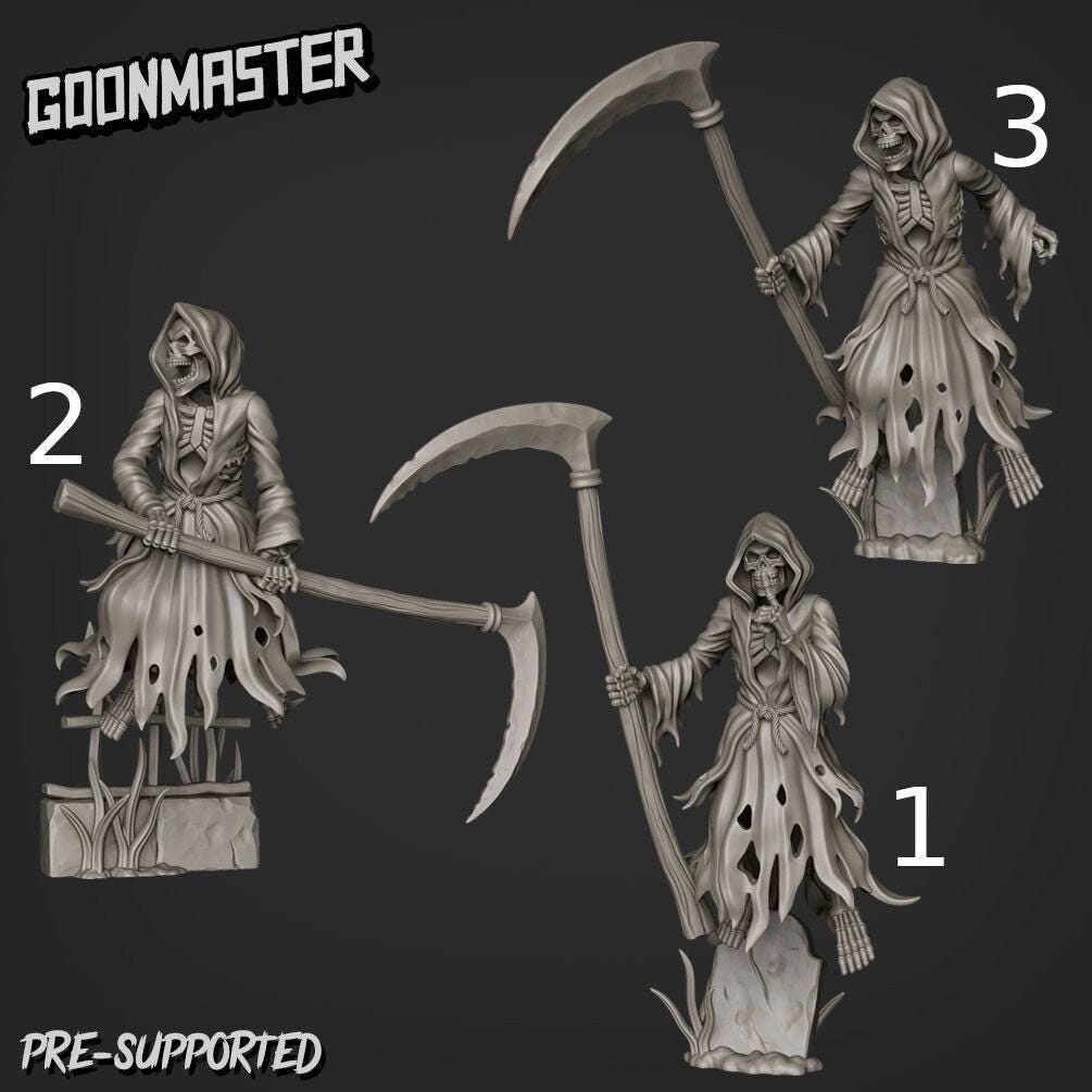 Grim Reaper  - Goonmaster | Miniature | Spooky Town | Wargaming | Roleplaying Games | 32mm | Death | Skeleton | Scythe