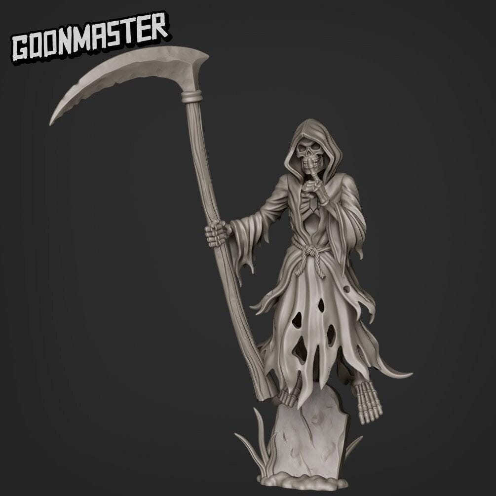 Grim Reaper  - Goonmaster | Miniature | Spooky Town | Wargaming | Roleplaying Games | 32mm | Death | Skeleton | Scythe