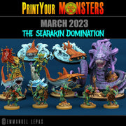 Mutant Shark Riders - Print Your Monsters | D&D  | 32mm | Sea Monster | Hammerhead | Fishfolk