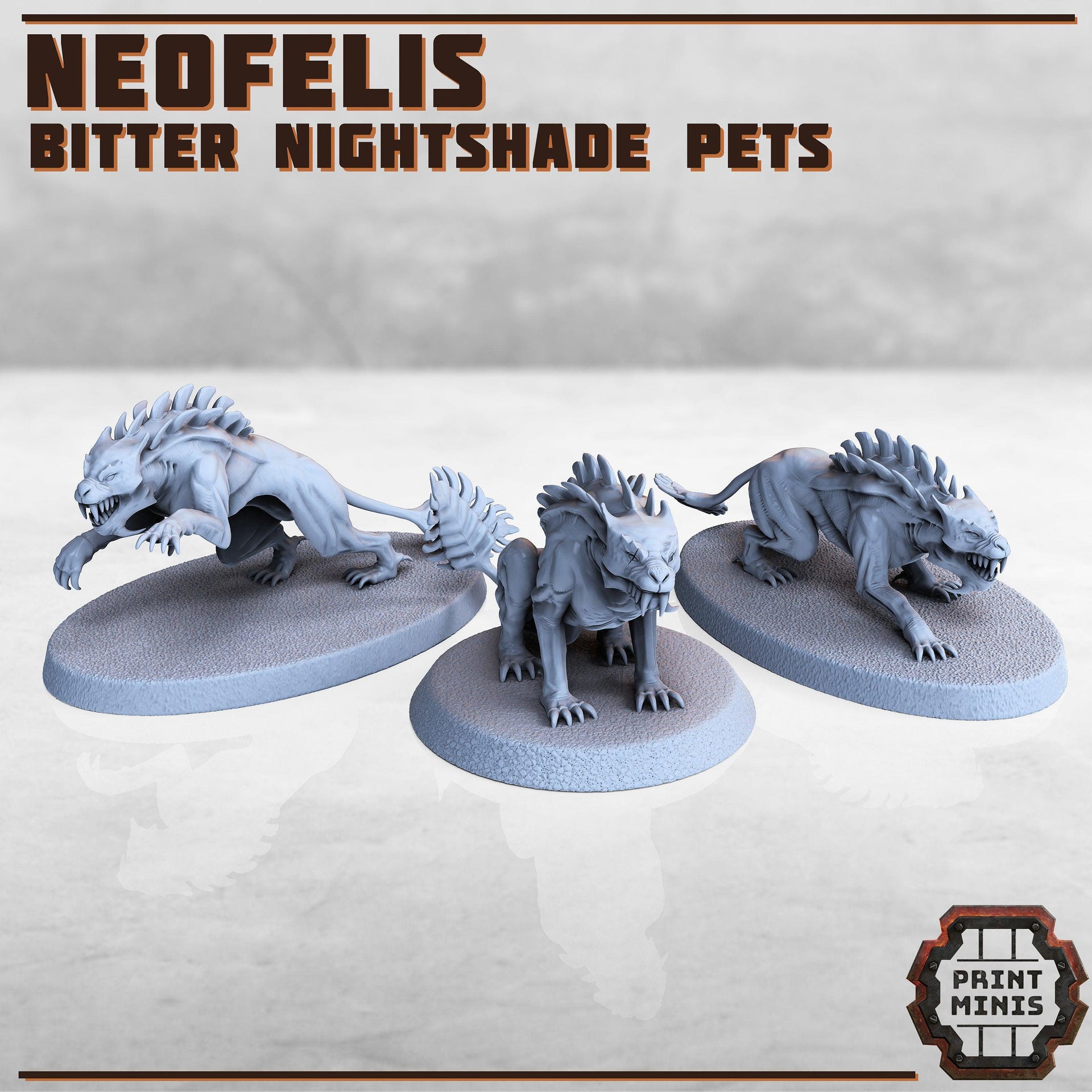 Neofelis, Bitter Nightsade Pet - Print Minis | Sci Fi | Light Infantry | 28mm Heroic | Jaguar | Tiger | Demon