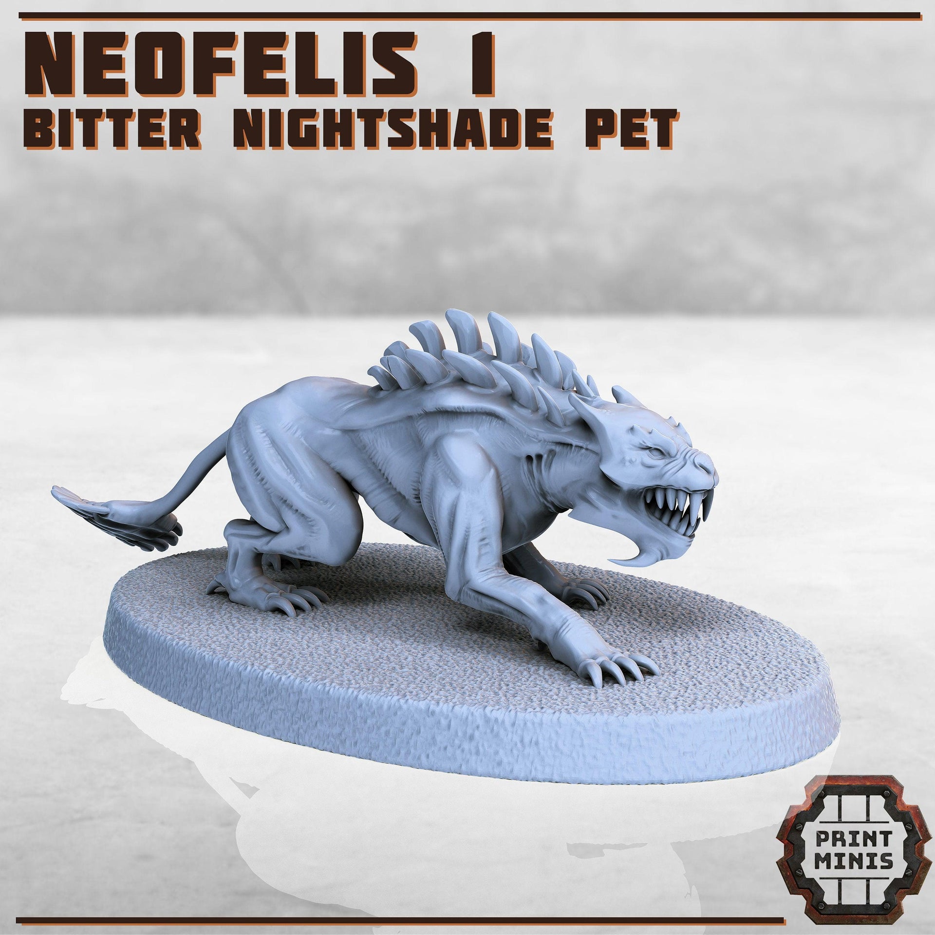 Neofelis, Bitter Nightsade Pet - Print Minis | Sci Fi | Light Infantry | 28mm Heroic | Jaguar | Tiger | Demon