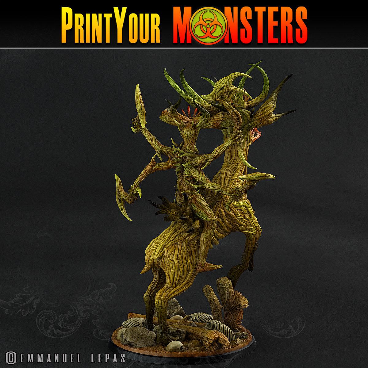 Dark Tree Man Champion, Dryad on Deer Elemental - Print Your Monsters
