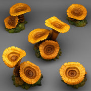 Giant Orange Mushrooms Scatter Terrain - Fantastic Plants and Rocks