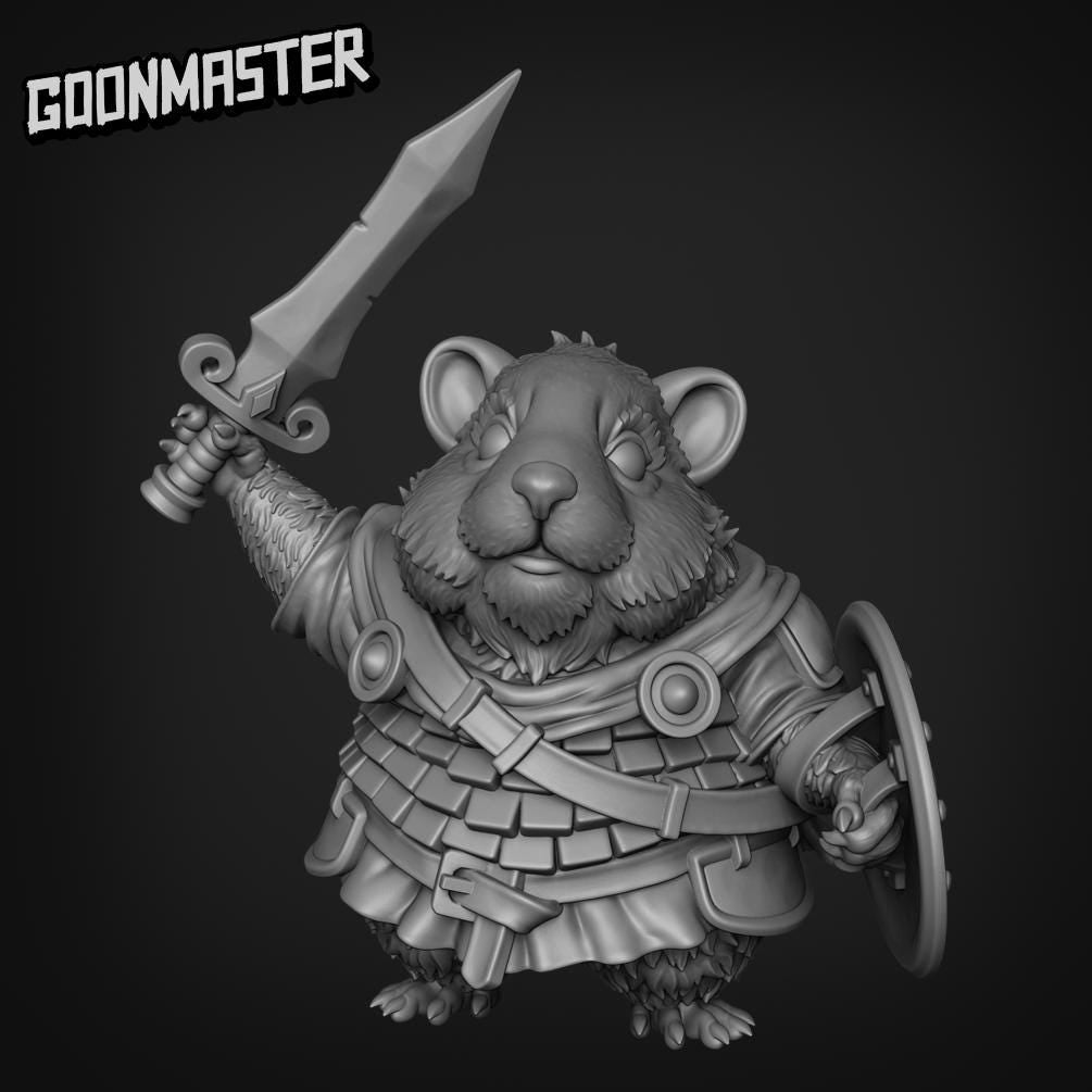 Hamster Sword Warrior. Hams of War- Goonmaster | 28mm and 32mm | Wargaming | DnD | Tabletop Roleplaying