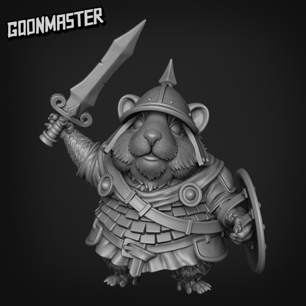 Hamster Sword Warrior. Hams of War- Goonmaster | 28mm and 32mm | Wargaming | DnD | Tabletop Roleplaying